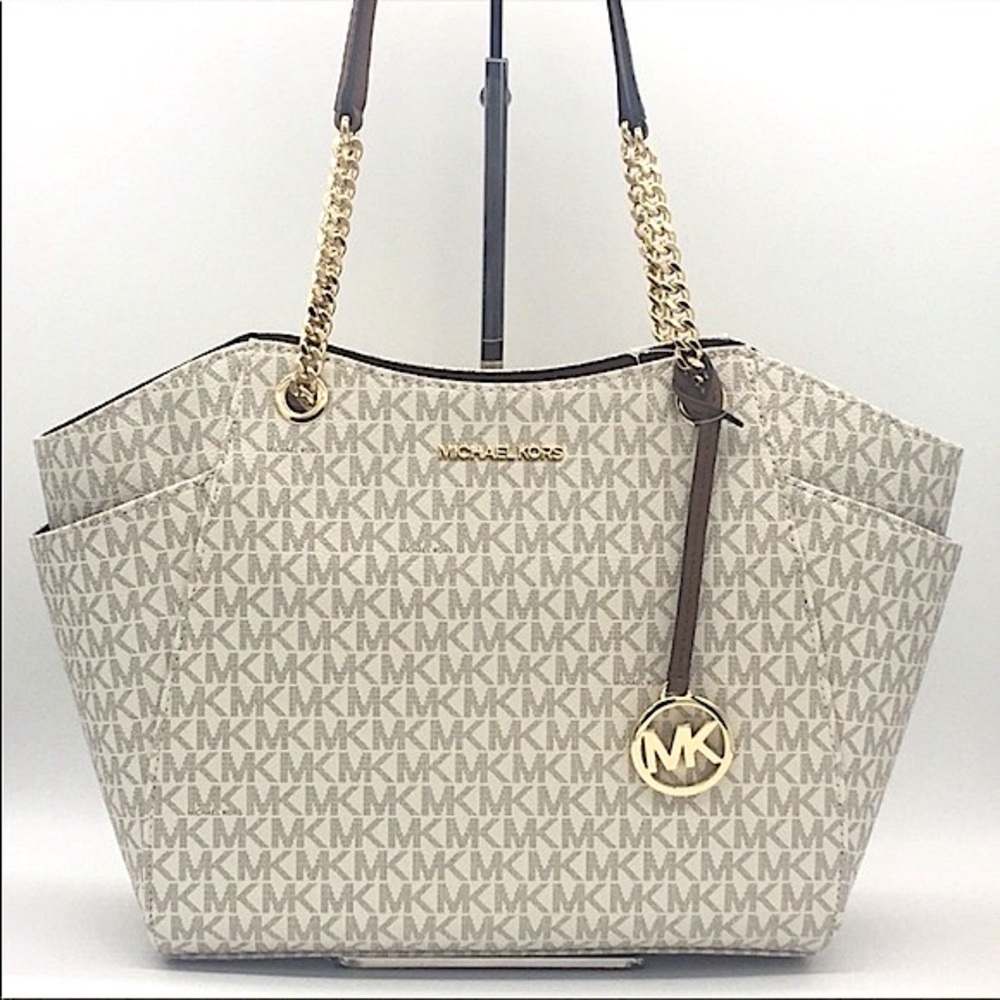 MICHAEL KORS LG CHAIN SHOULDER TOTE VANILLA